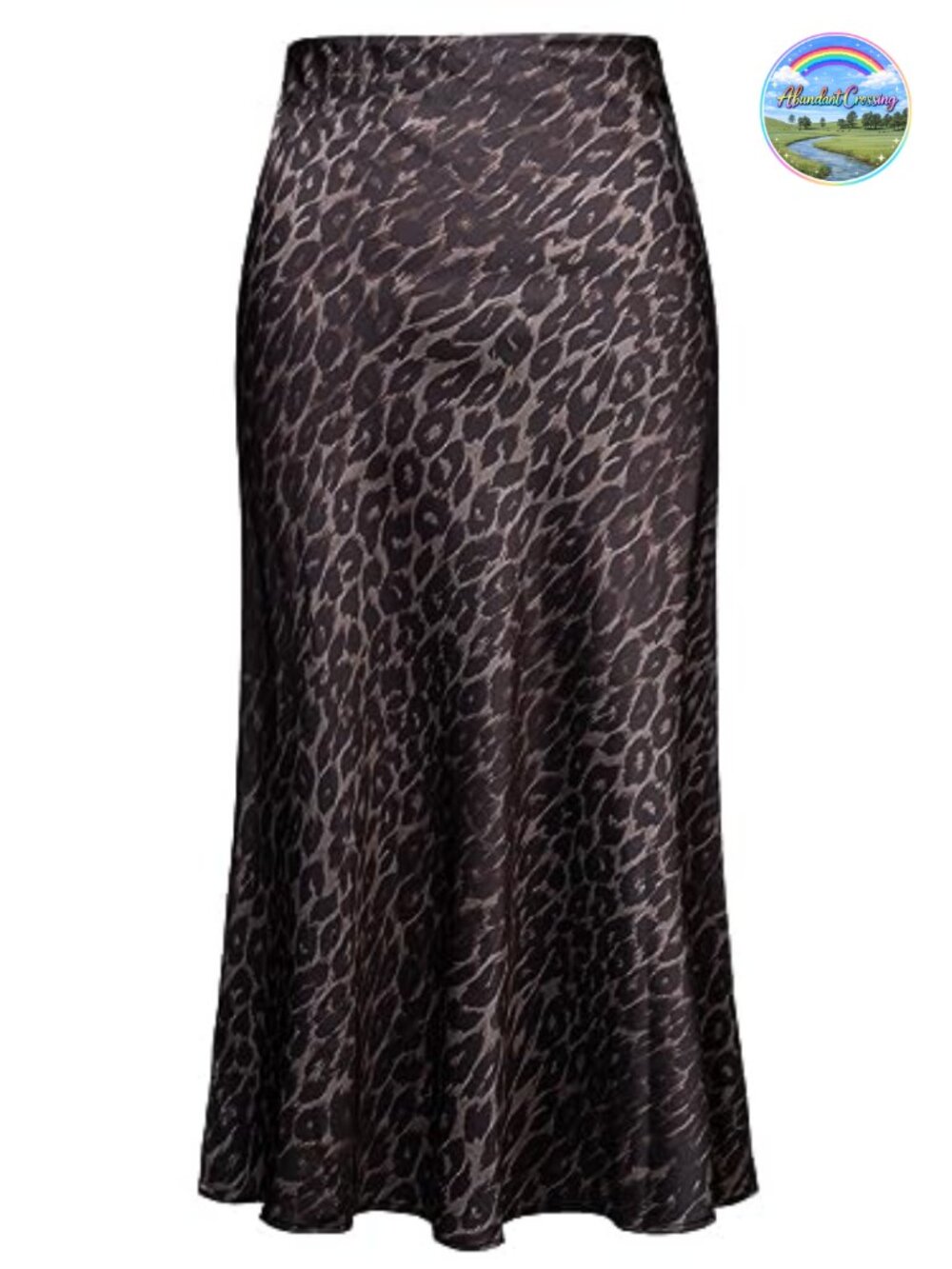 Leopard Print Midi Skirt High Waist Elastic A-Line